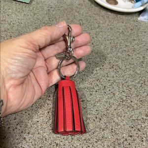COACH  ORANGY/RED tassel leather keychain/ bag charm